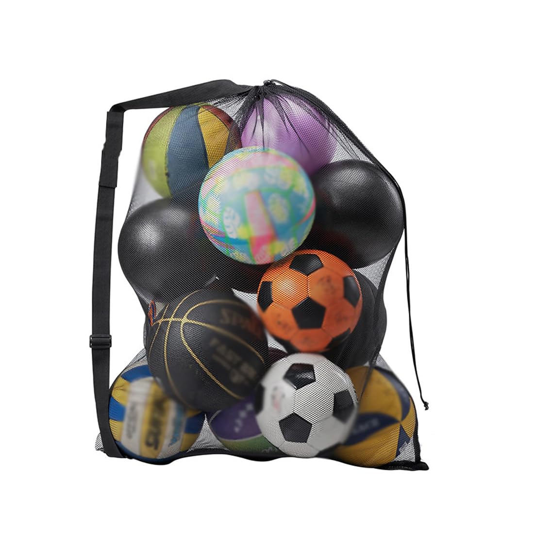 Bolsa de Malla para Balones de Fútbol Grande 30x40 pulgadas 75x100 cm con Cordón y Correa de Hombro
