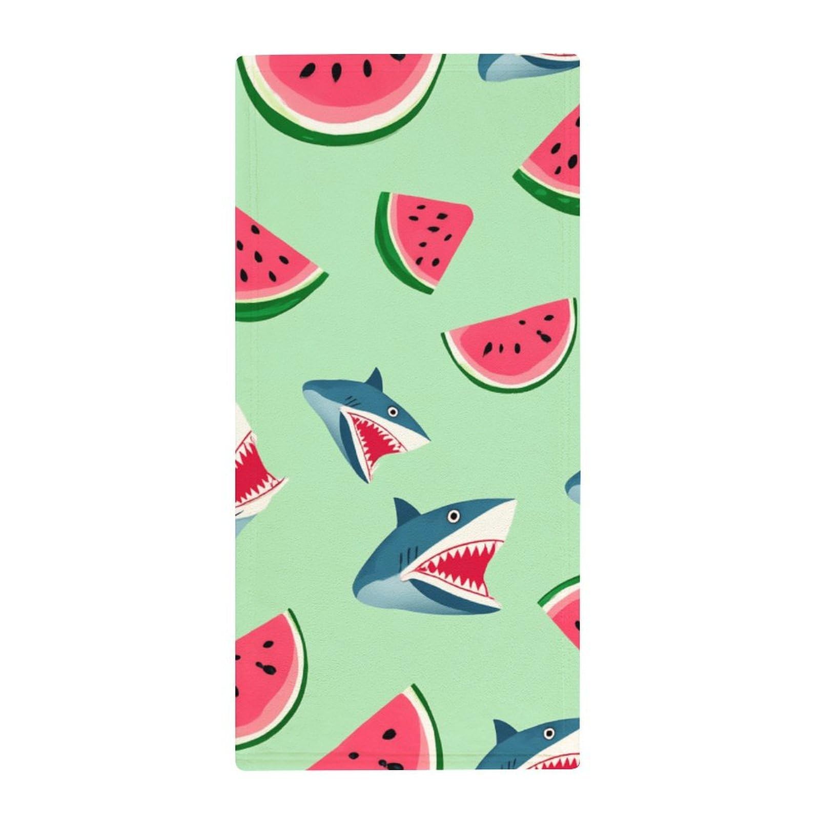 Anceky Multi-Purpose Fitness Towels, Shark Watermelon Funny Quick-Dry Absorbent Gym & Yoga Towels for Sports, Travel & Spa