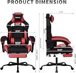 Chaise de jeu avec repose-pieds, High Back avec chaise d'ordinateur inclinable de massage, Grande et grande chaise de jeu de course ergonomique pour adultes PVC Cuir (rouge)