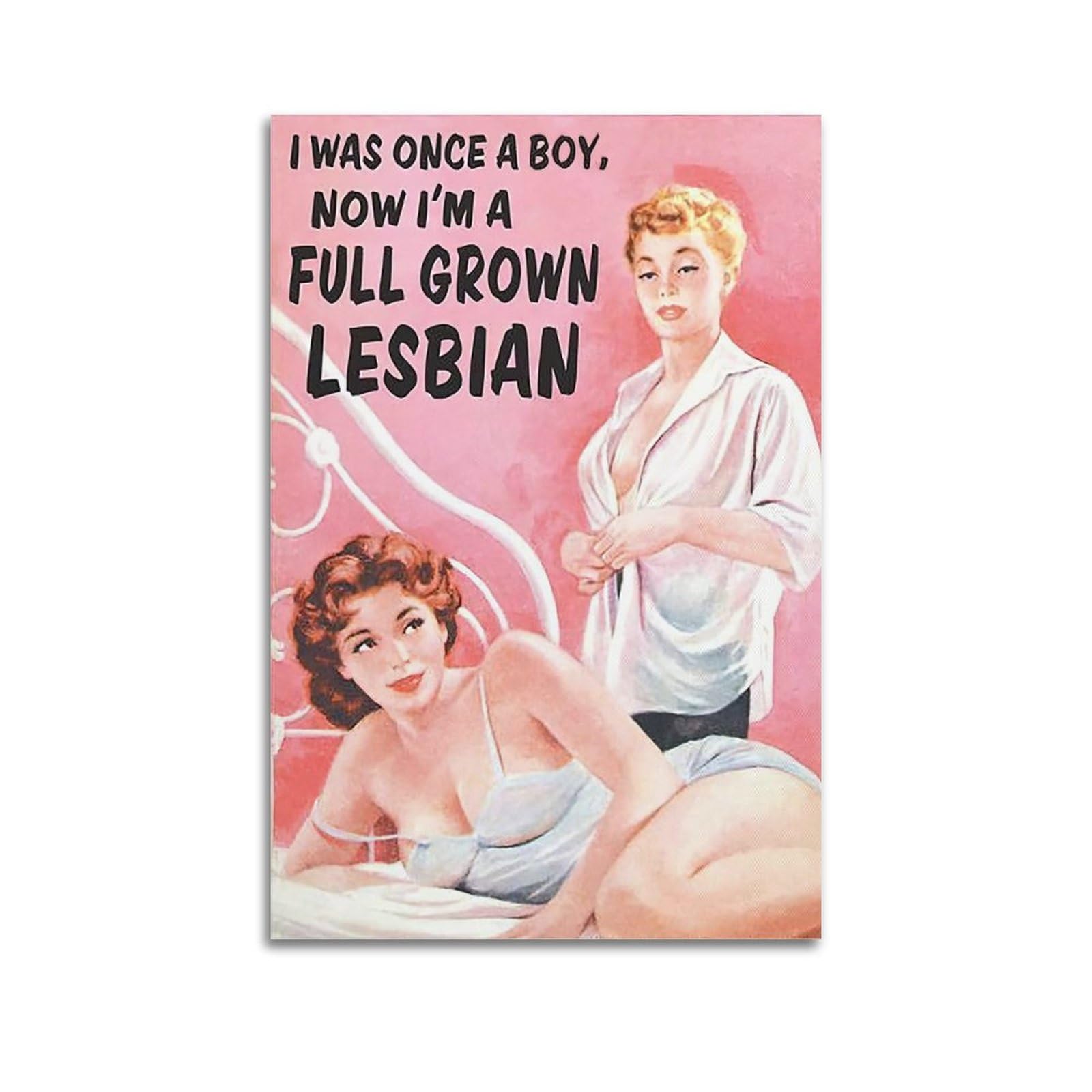 Funny Poster I Was Once A Tomboy Now I'm Lesbian Poster Wall Art Print Retro Aesthetic Room Decor 16x24inch(40x60cm) Unframe-style