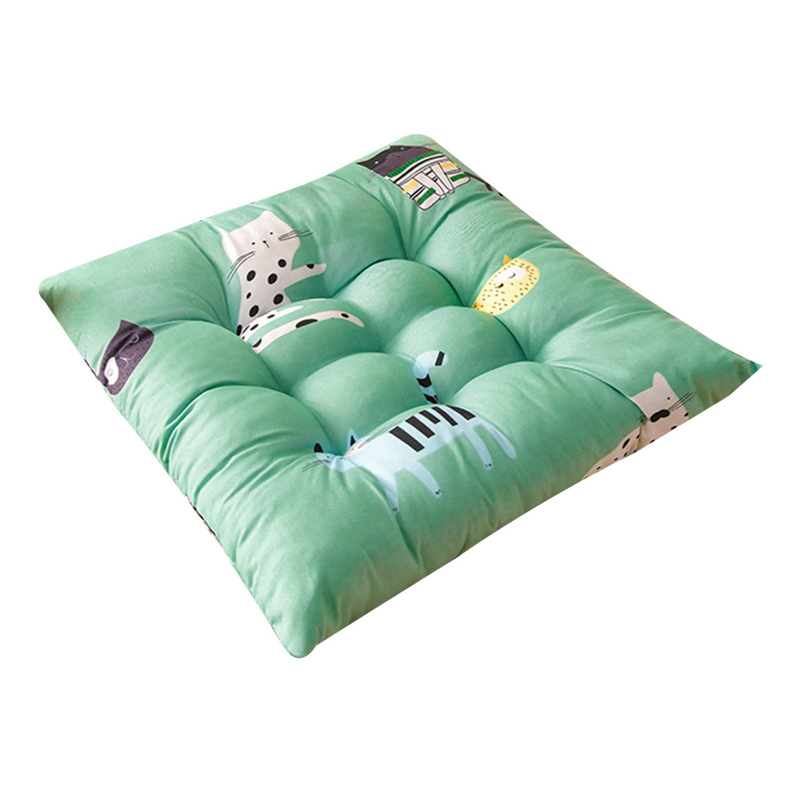 FANSU Chair Pads for Dining Chairs Set of 1 2 4 6, Cartoon Pattern Garden Chair Cushion 45cm, Seat Pads for Kitchen Chairs, Padded Chair Cushions with Ties (6 Pieces,Cute Cat)