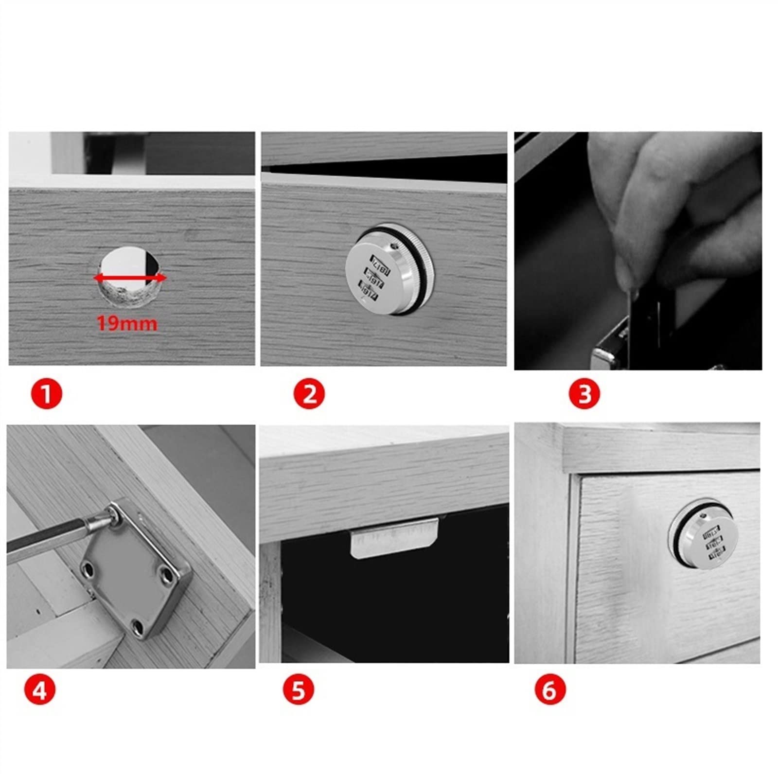 Serrure à Code numérique mécanique serrure de tiroir meubles bureau classeur serrure de porte boîte aux lettres serrure à languette MA091 1 pièces (Color : D)