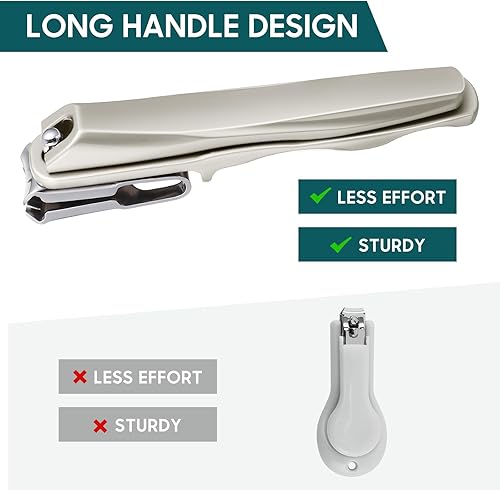 Miniatura 5 de Cortaúñas para personas mayores, cortaúñas rotativas de 360 grados con mango largo, ultra afilado, resistente, de acero inoxidable, resistente, para