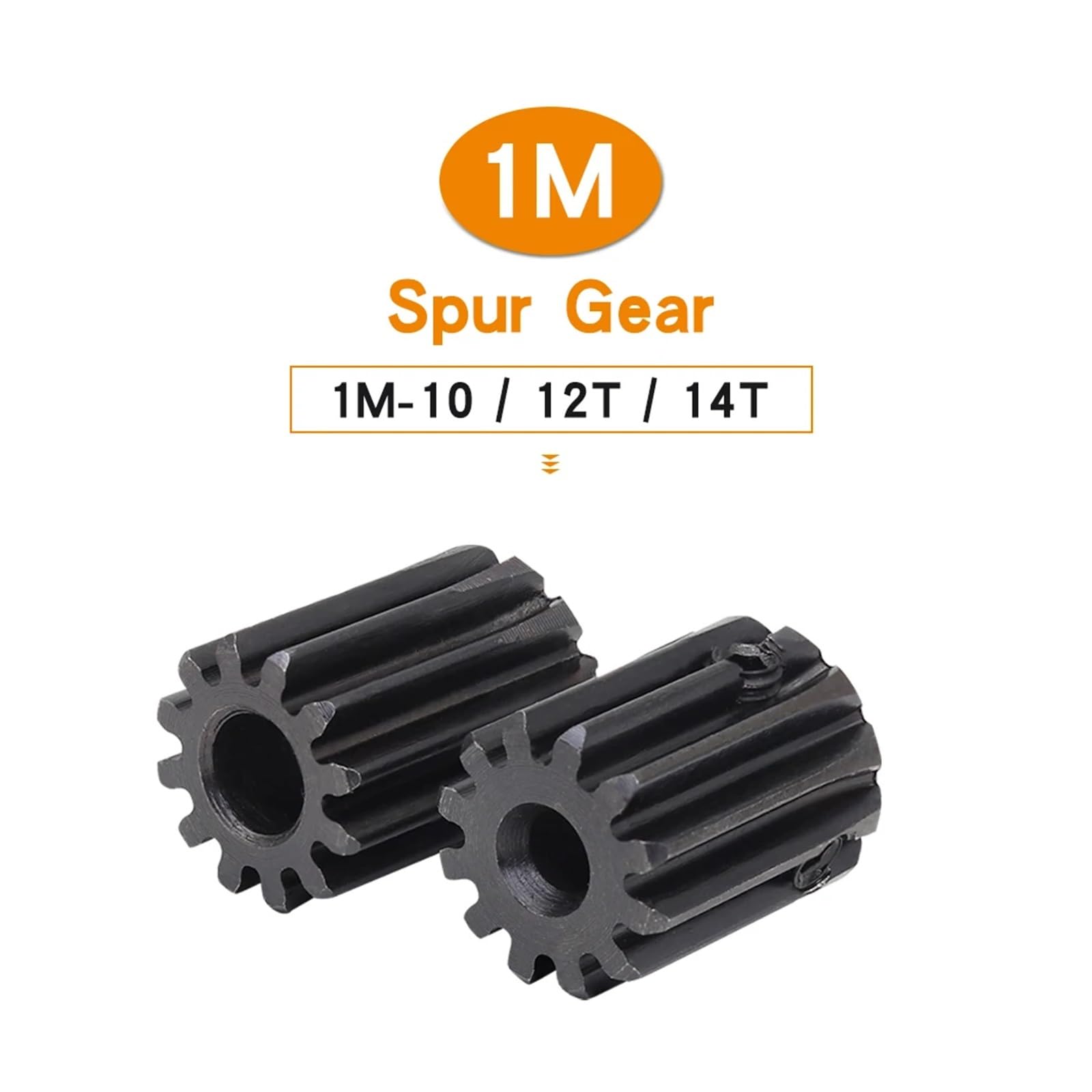 Bevel Gear Pinion Hardware Mechanical Module 1 Spur Gear 1M-14T Carbon Steel Motor Gear Bore Size 4/5/6/6.35/7mm Transmission Accessories(7mm)