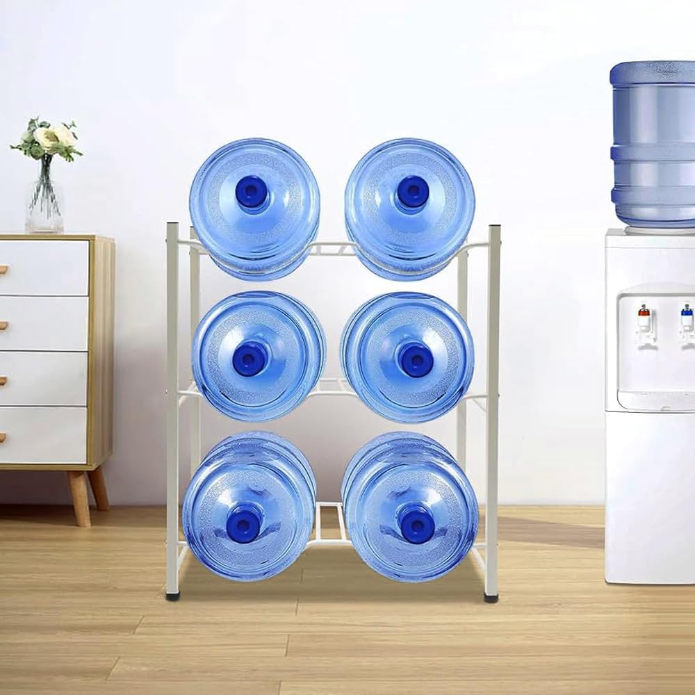 HEXAR® Water Bottle Stand 6 Bottle Storage for Home, Office, Kitchen Storage Organiser 5 Gallons Shelf 3 Tier Bottle Stand Easy to Assemble
