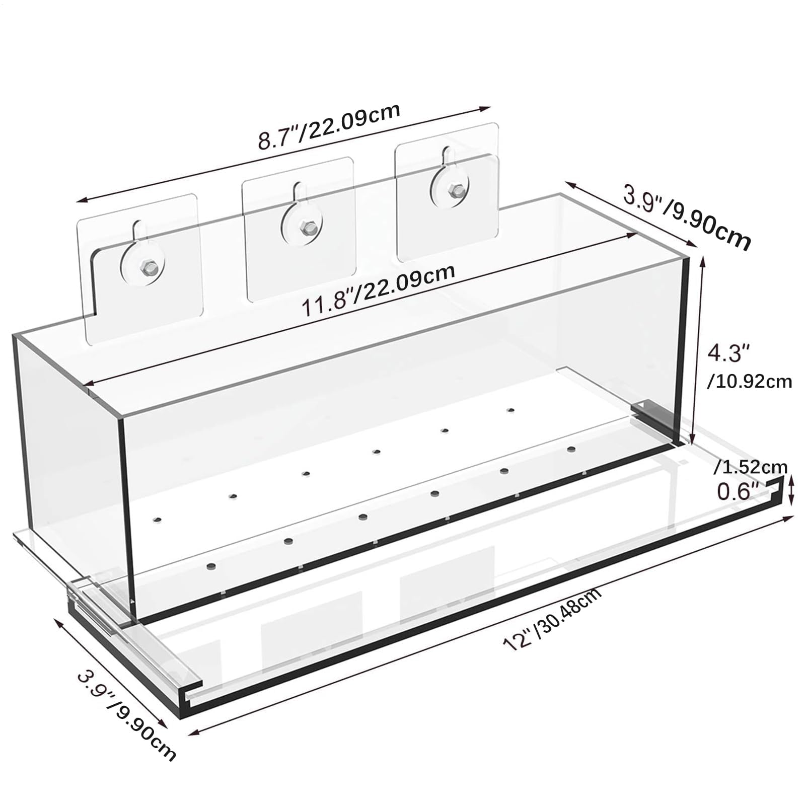C Acryl-Fenster-Pflanzgefäß, rekularer Sukkulentenkasten mit Abflusslöchern, Kräuter- und Blumentopf für den Innenbereich, für Krankheiten, Tischdekoration, Heimdekoration