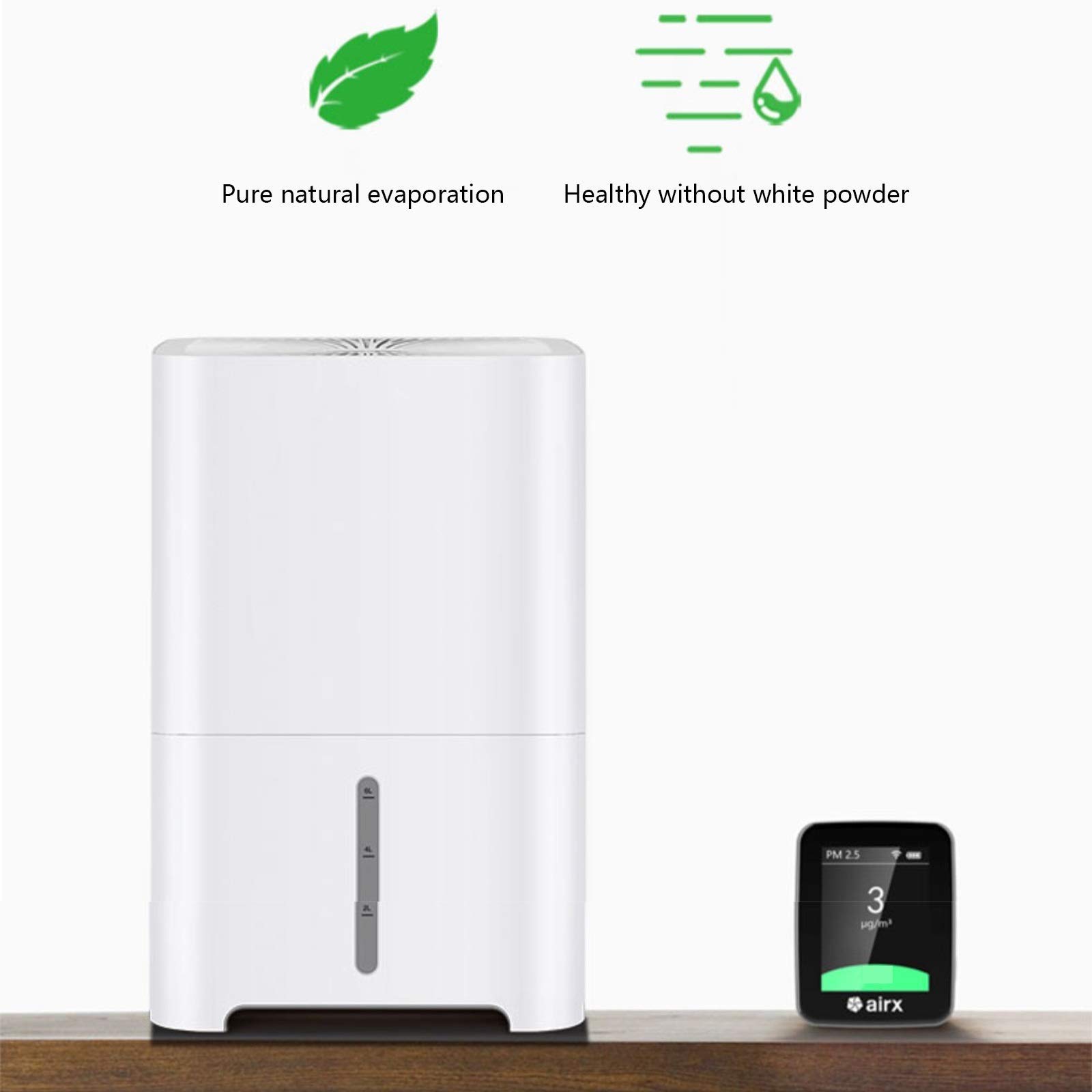 Umidificatore, umidificatore ad Aria umida da 50 Gradi, Grande capacità Senza Nebbia, umidificazione evaporativa Senza Nebbia Bianca
