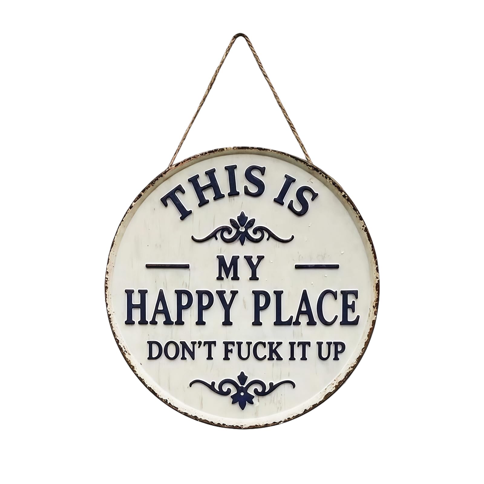 Tastetreasure This is My Happy Place Don't Ruin It Wooden Sign, Vintage Wall Decor Aesthetic Hanging Plaque for Home Garden Farmhouse Bar Coffee Shop Wall Art