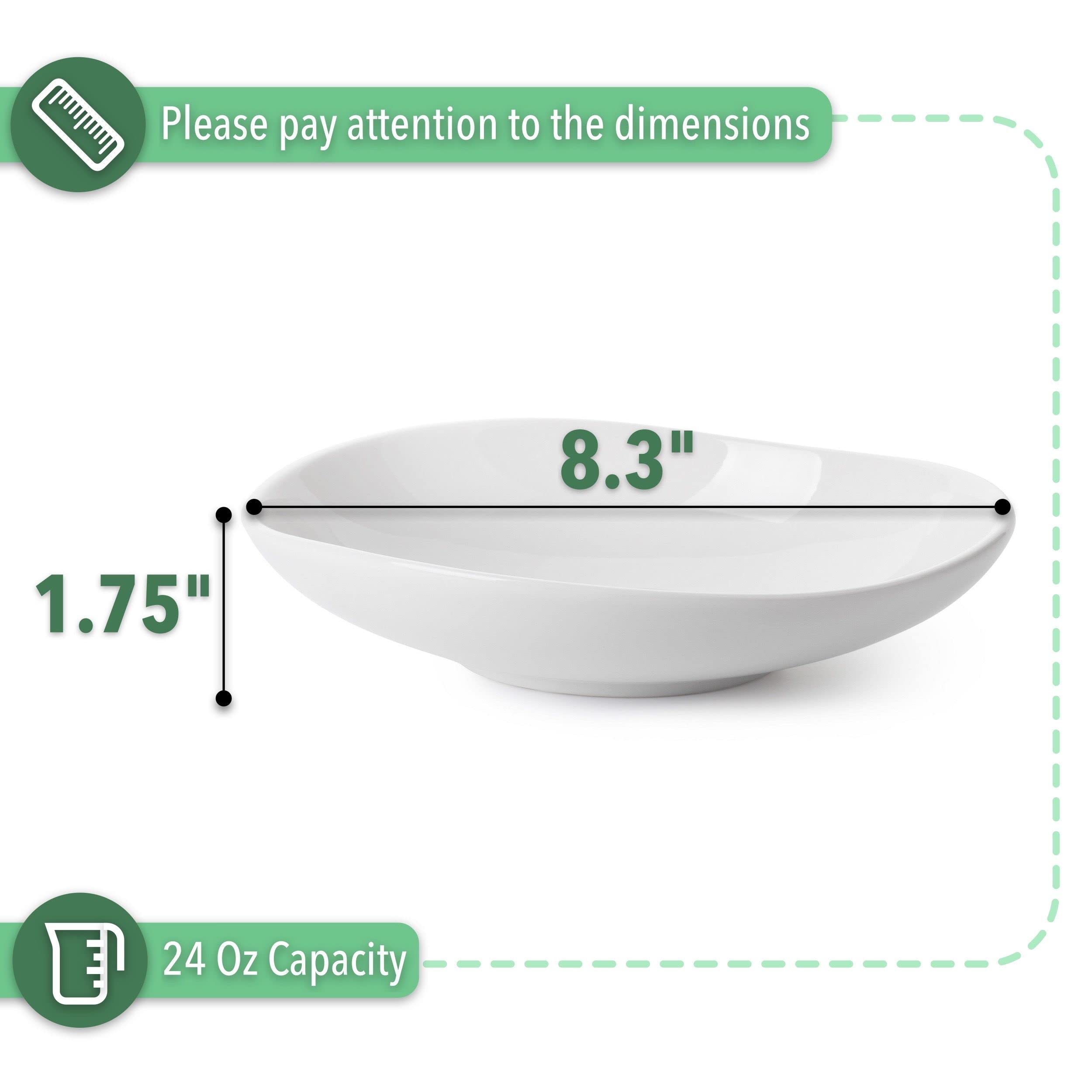 BTaT- - Cuencos de porcelana para servir, juego de 4 unidades, cuencos para pasta, cuencos grandes para servir, cuencos blancos para servir, cuencos de servir para entretenimiento, juego de 4 cuencos