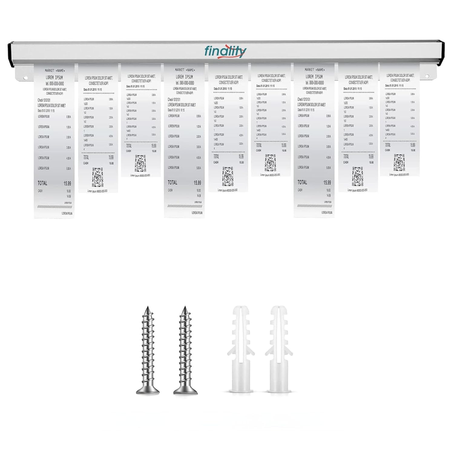 FINALITY Restaurant Order Slip Holder, Silver Kitchen Slide Check Rack Orders Slip Ticket Holder Tab Aluminium Display Rail for Restaurant Cafes Pubs Bars Silver (Aluminium, 12 Inch)