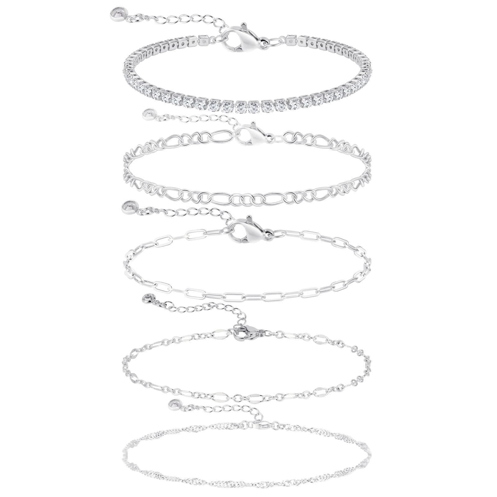 Closlaza 5-teilig Armband Set für Damen Goldfarben Zart Mehrreihig Verstellbar Gliederkette Geschenkidee Weihnachten Geburtstag