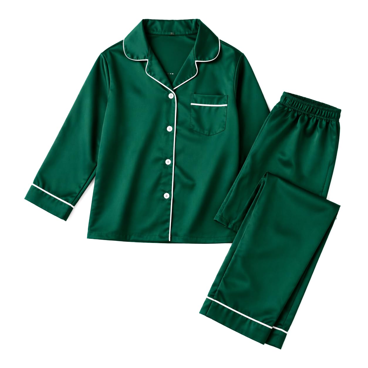 Tippy Top Kids Premium Satin Night Suit Set | Deep Green Sleepwear | Button-Up Shirt & Elastic Waist Pyjama | Ultra-Smoot... - Review, Price and Buying Guide