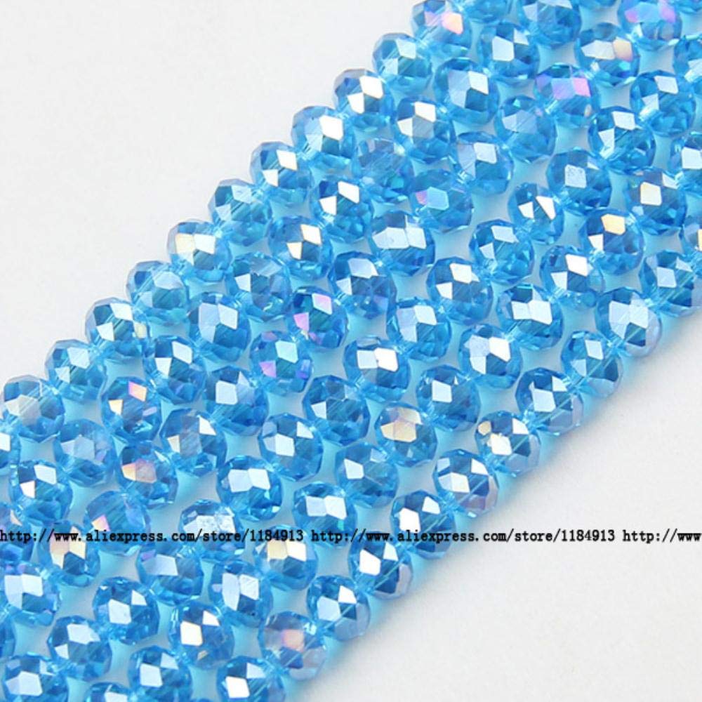 Round Shape Upscale Austrian Crystal Beads High Quality 6mm 50pcs Loose Beads rondelles Glass Ball Bracelet Jewelry DIY,Y601 Lake Blue