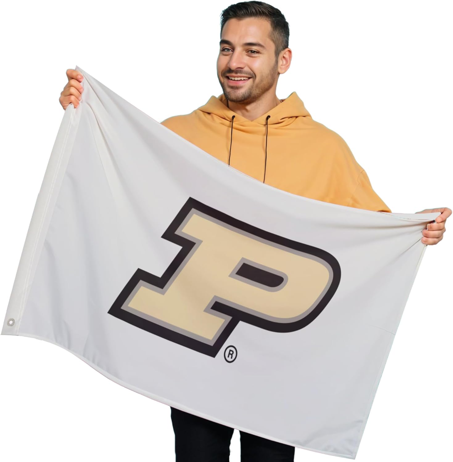 Purdue Boilermakers College Sports Printed Flag - NCAA Licensed - Nylon - School Banner (White, Gold) (2' x 3')