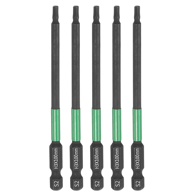 Ponta de Chave Hexagonal H3 3 mm HARFINGTON, Haste 6,35 mm, 100 mm de Comprimento, Aço S2 Magnética 5 Peças