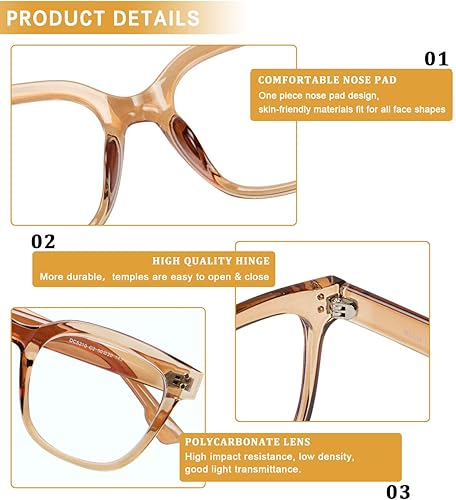 Miniatura 10 de DUCO Gafas superligeras con bloqueo de luz azul para lectura y juegos, protección contra la luz azul, 100% protección UV DC5210 (verde transparente)