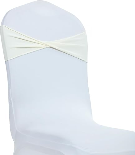 Vista 86 de MDS - Paquete de 25 bandas elásticas de elastano para silla sin hebilla, para decoración de bodas y eventos, color berenjena Berenjena,Azul