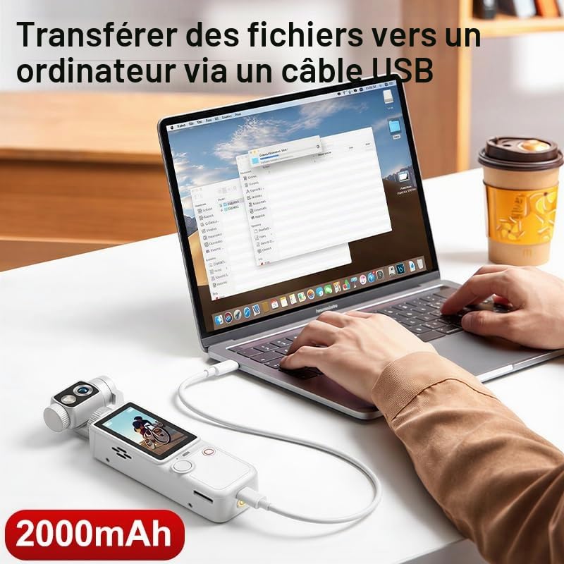 Appareil Photo Vlog Portable Q8 avec Objectif Pivotant à 180°, Caméra Numérique 1080p pour Photo & Vidéo, Écran IPS 2,0", Auto Focus, Batterie 2000mAh, avec Carte 32 Go, Trépied et Cordon (Noir)