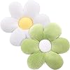 2 Pcs Flower Floor Pillow Seating, 40cm Shaped Chair Seat Pad, Soft Petal Cushion, Cute Plush Tatami for Car Home Sofa (Green+White)