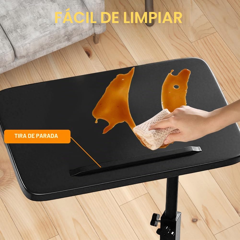 Mesa auxiliar en forma de C, giratoria 360°, mesa de salón, mesa de teléfono, mesa de sofá regulable en altura (45-80 cm) con tablero inclinable, pequeña mesa auxiliar para sofá, cama y espacios