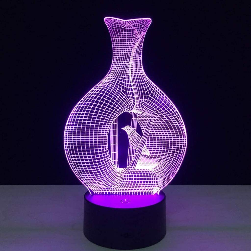 Veilleuse 3D, lampe de chevet pour chambre à coucher, lampe de table d'oiseau, 7 couleurs, lampe LED visuelle, décoration de sommeil pour bébé
