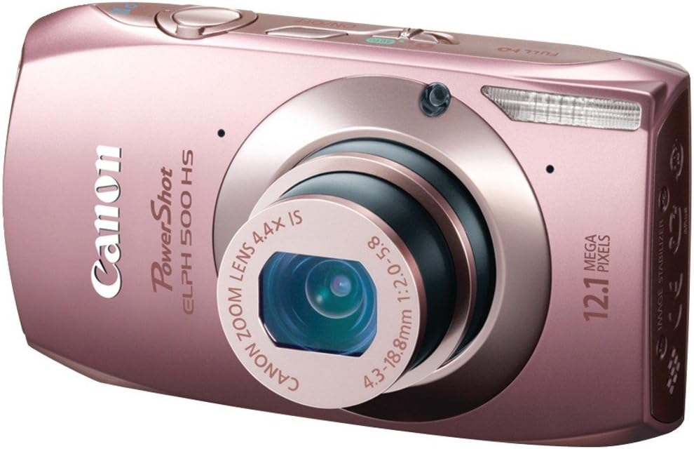 Canon PowerShot ELPH 500 HS 12.1 MP CMOS Digital Camera with Full HD Video and Ultra Wide Angle Lens (Pink)