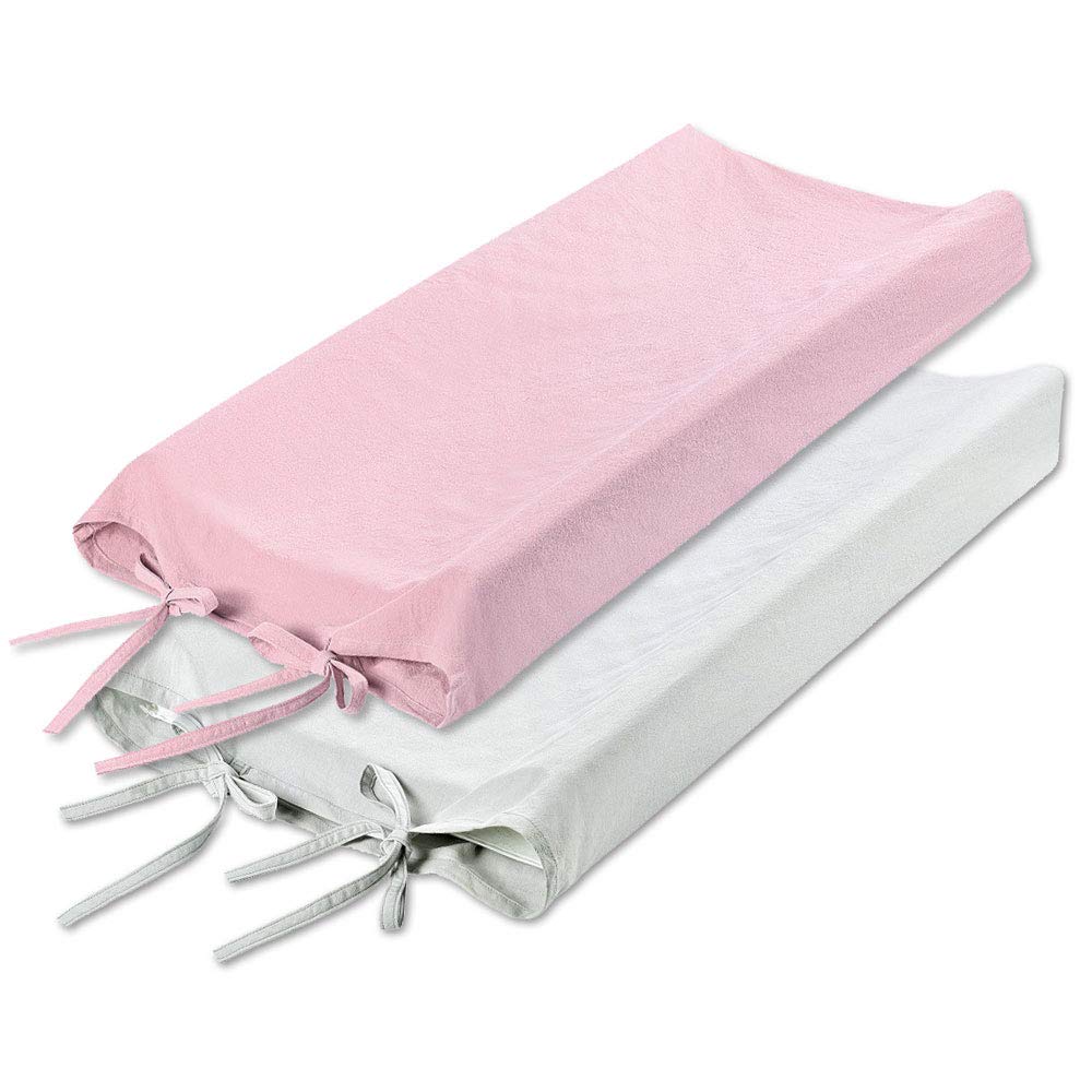 Linen Changing Table Pad Cover Baby Changing Pad Cover Gray Pink Changing Table