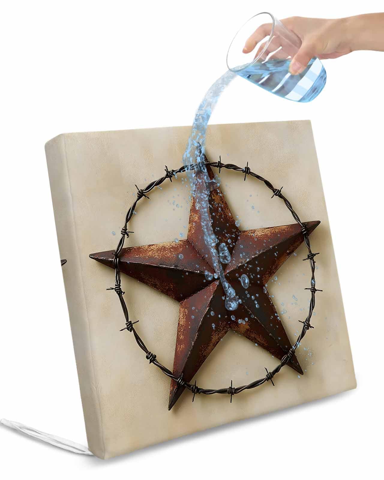 Brown Star Country Outdoor Cushion Chair Cover Set of 2 - Waterproof Couch Seat Covers, Vintage Farmhouse Retro Western Art Patio Furniture Protector Cushions Slipcovers for Sofa/RV, 22