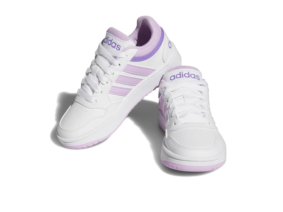adidas Kids Hoops 3.0 (Little Kid/Big Kid) (Footwear White/Bliss Lilac/Violet Fusion) Girl's Shoes INTERNATIONAL SHIPPING