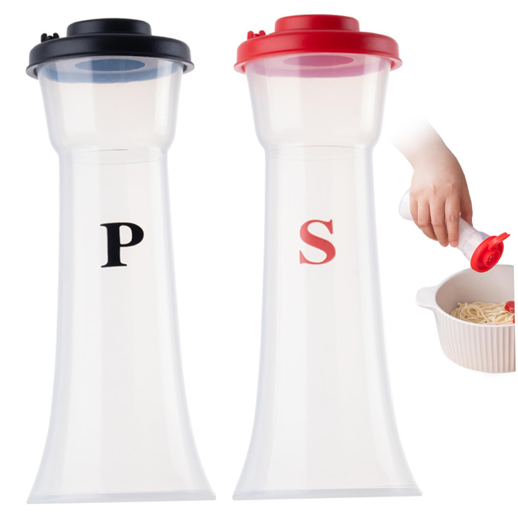 Wedhapy Moisture Proof Salt and Pepper Shakers 2Pcs/Set Plastic Salt and Pepper Shakers with Lids, Hourglass Moisture Proof and