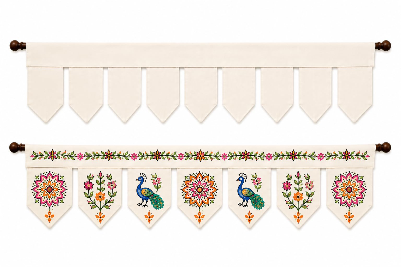 DIY Paintable Canvas Toran with 7 Petals | Plain Cotton Fabric Door Hanging for Mandala Painting, Embroidery, Block Printing & Festival Decoration | Craft Project Toran (1, 100, Centimeters)-image-1