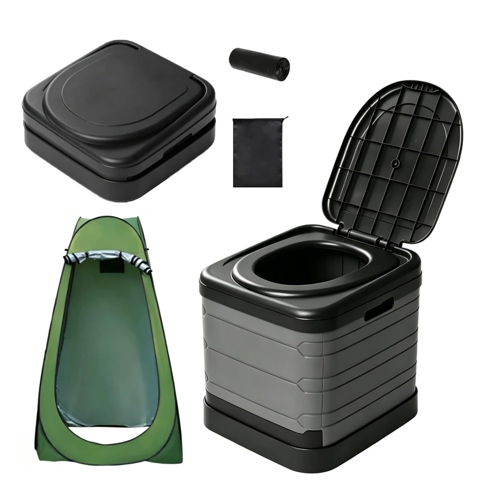 camping toiletten Tragbare Campingtoilette Mit Sichtschutzzelt, Große, Faltbare Outdoor-Toilette Für Erwachsene, Toilettenstuhl Für Den Einsatz In Der Wildnis(Gray)