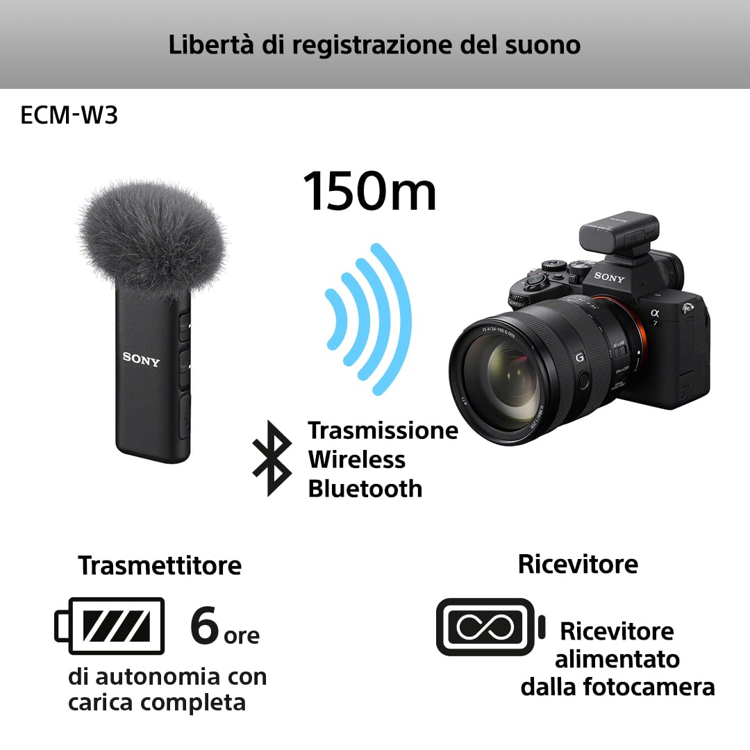 Sony ECM-W3 – Microfono Wireless a Mano e Lavalier, Trasmissione Audio Stabile e Senza Fili, Adatto a Eventi, Presentazioni, Videomaking e Riprese Professionali