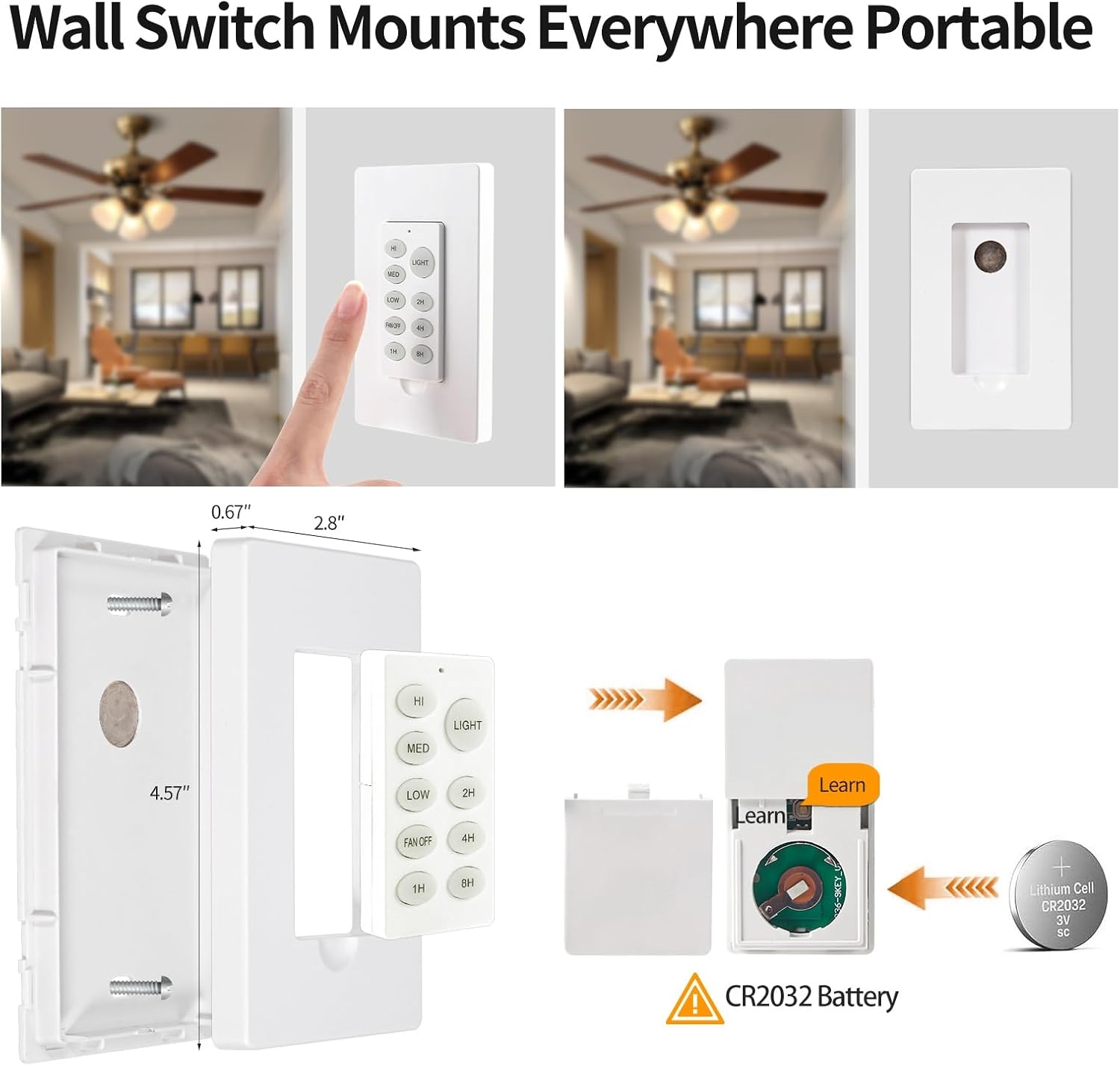 Smart WiFi Ceiling Fan Remote Control Kit, Dimmable Replace for Hampton Bay, Compatible with Alexa Google, No Hub Required WiFi Version