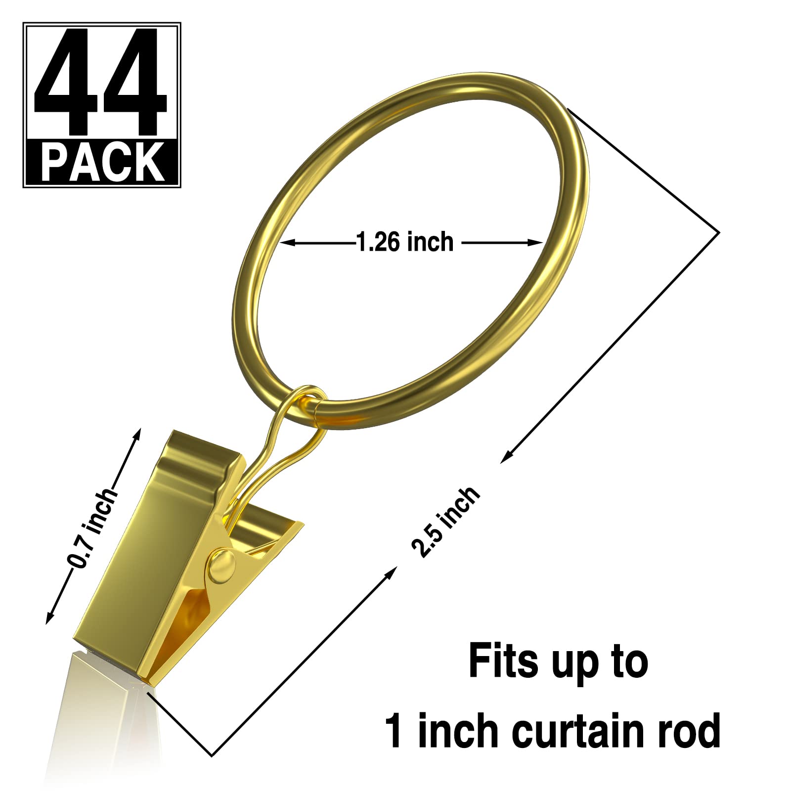 M METERXITY 40 stuks gouden gordijnringen met oogjes, roestvrije metalen ringen voor gordijnroedes, ringen met een binnendiameter van 3,2 cm, voor gordijnroedes voor het ophangen van gordijnroedes