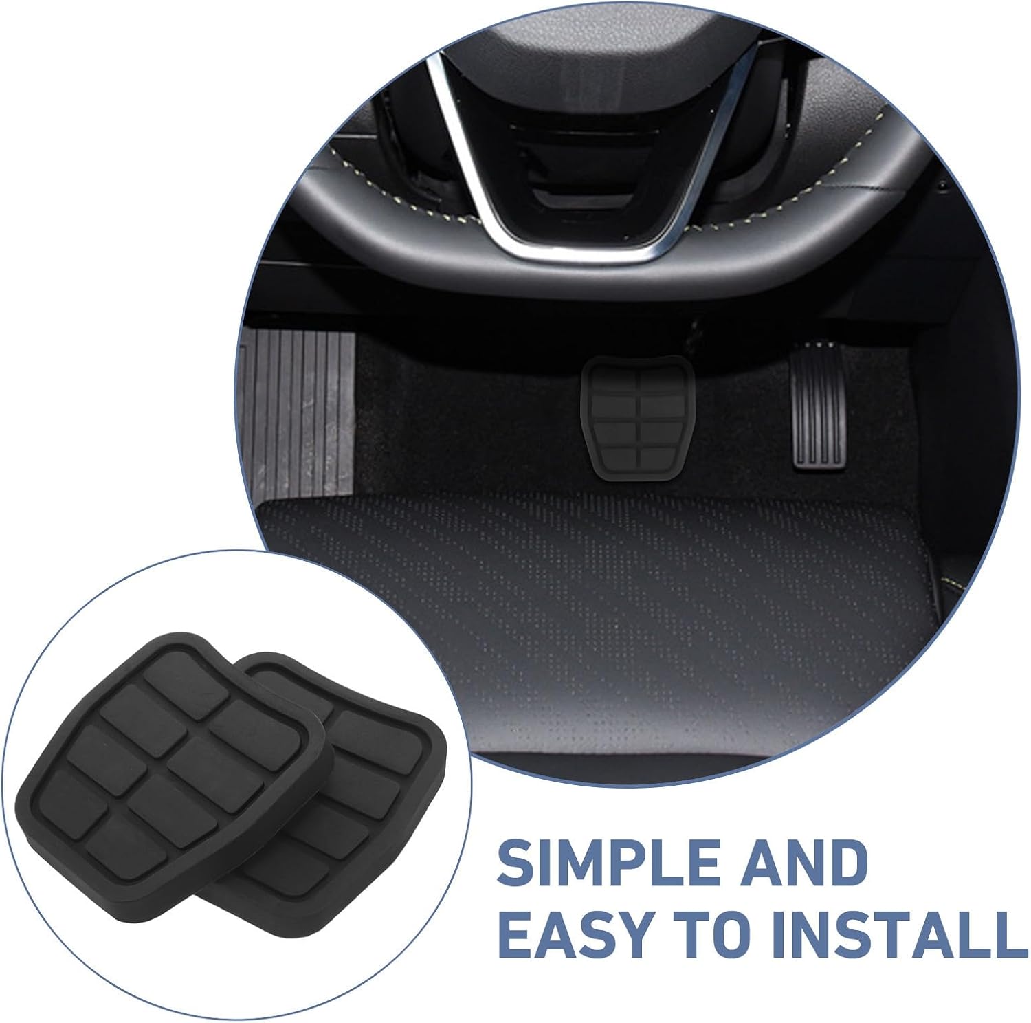 1 Pair Rubber Pedal Pad Cover for Car Clutch and Brake Pedals Black for Improved Braking Performance Fits Most Car Models
