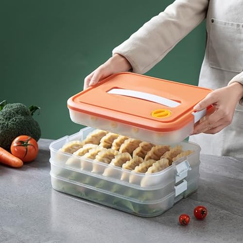 Miniatura 5 de DOITOOL Caja del congelador de la bola de masa hervida Refrigerador Contenedor de almacenamiento de alimentos Caja: 3- Capa plana Refrigerador