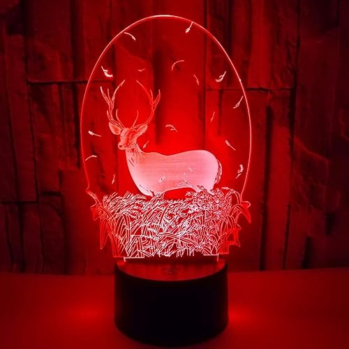 Miniatura 5 de Luces de noche de acrílico 3D de ciervos de Navidad, lámpara de mesa LED USB para el hogar, lámpara de arte 3D r2d2, 7 colores cambiantes,