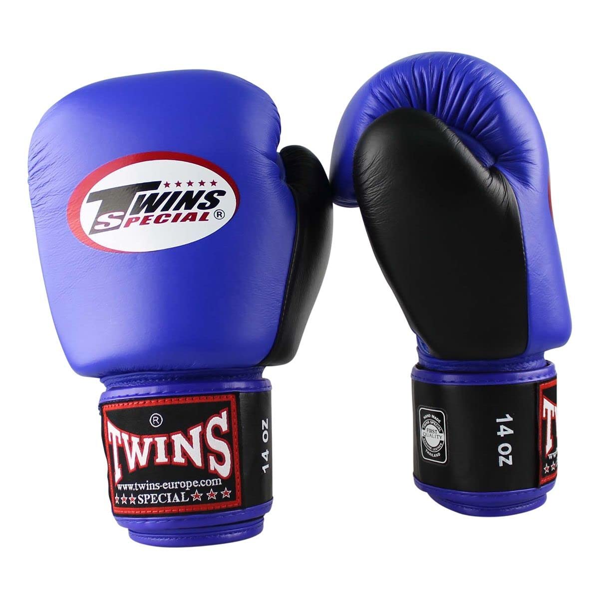 Twins Special BGVL3 - Guanti da boxe in pelle - per MMA, kickboxing, muay thailandesi - Sparring e allenamento - blu/nero - 16 oz