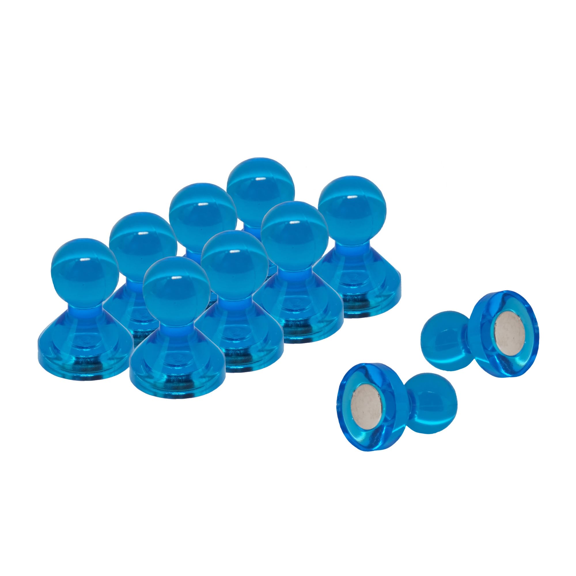 Gran Imán de Oficina de Pinza Acrílica Azul para El Refrigerador, Pizarra, Tablero de Anuncios, Archivador - 21mm de Diámetro x 26mm de Altura - Paquete de 100