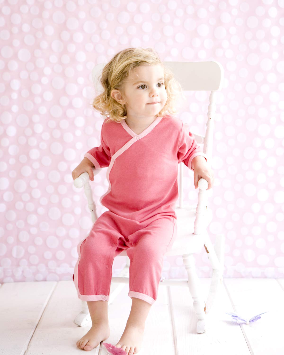 Babysoy Newborn Baby Girl Kimono Side Snap Long Sleeve Onepiece Romper Coverall Pink Lemonade 6-12 Months