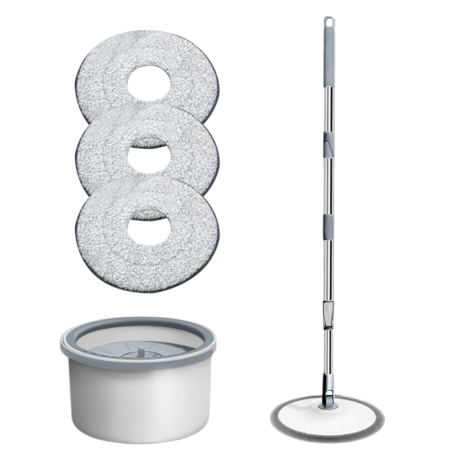 Fregona Con Cubo Compacto, Ligero, Doméstico, Limpieza | Kit Fregona Giratoria Con Cubo Individual Y Escurridor para Todo el Hogar, Suelos de Madera Noble, Mármol, Cocina, Baño y