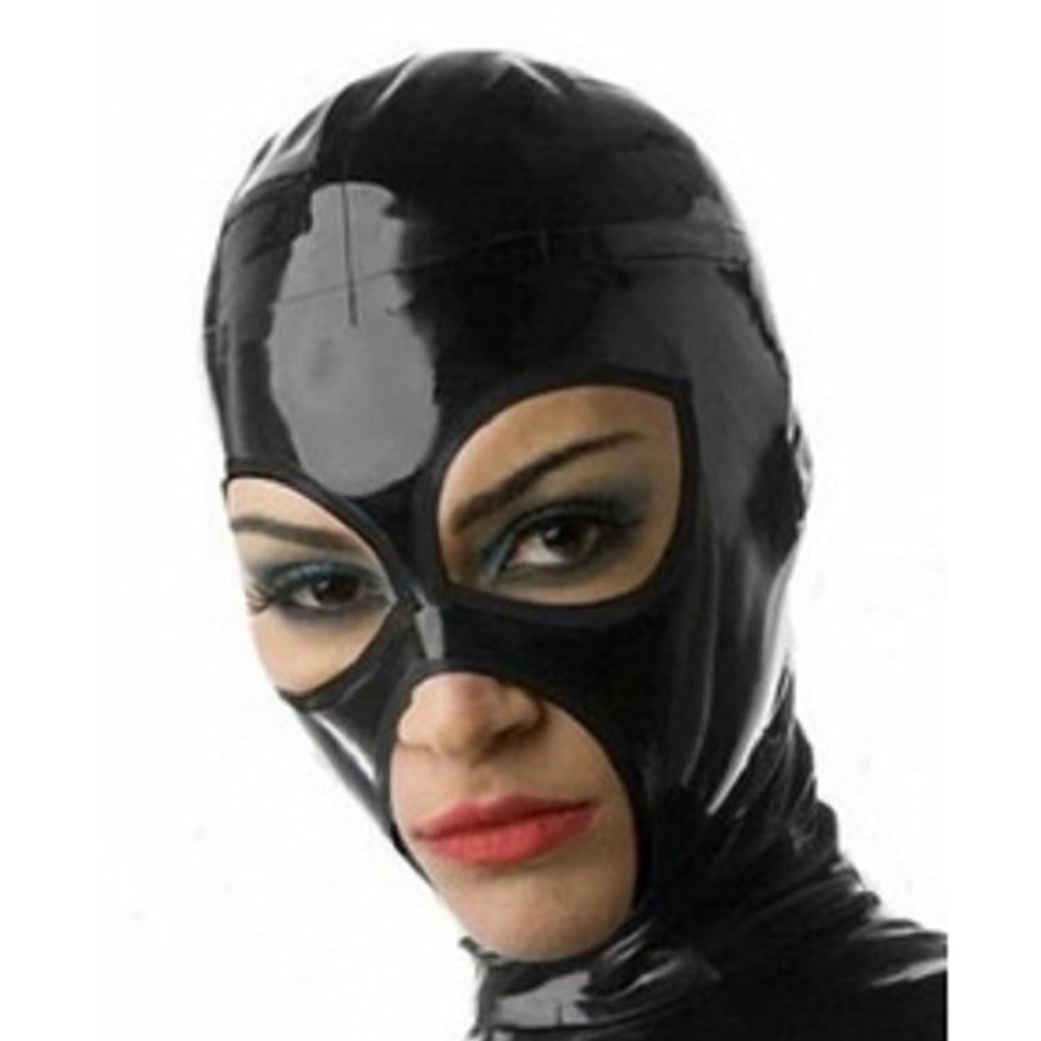 WXLPCGO Latex Hood Latex Head Cover Soft and Breathable Open Eyes Mouth Back Zipper for Unisex Cosplay BDSM Fetish(Size:XXL-73CM)