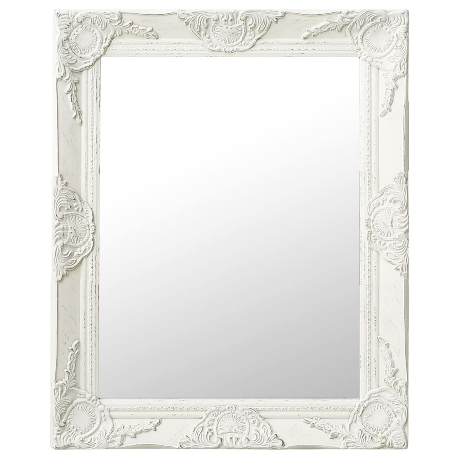 Homgoday Lustro ścienne w stylu barokowym 50 x 60 cm białe, meble, lustro do drzwi lustro toaletowe, lustro łazienkowe