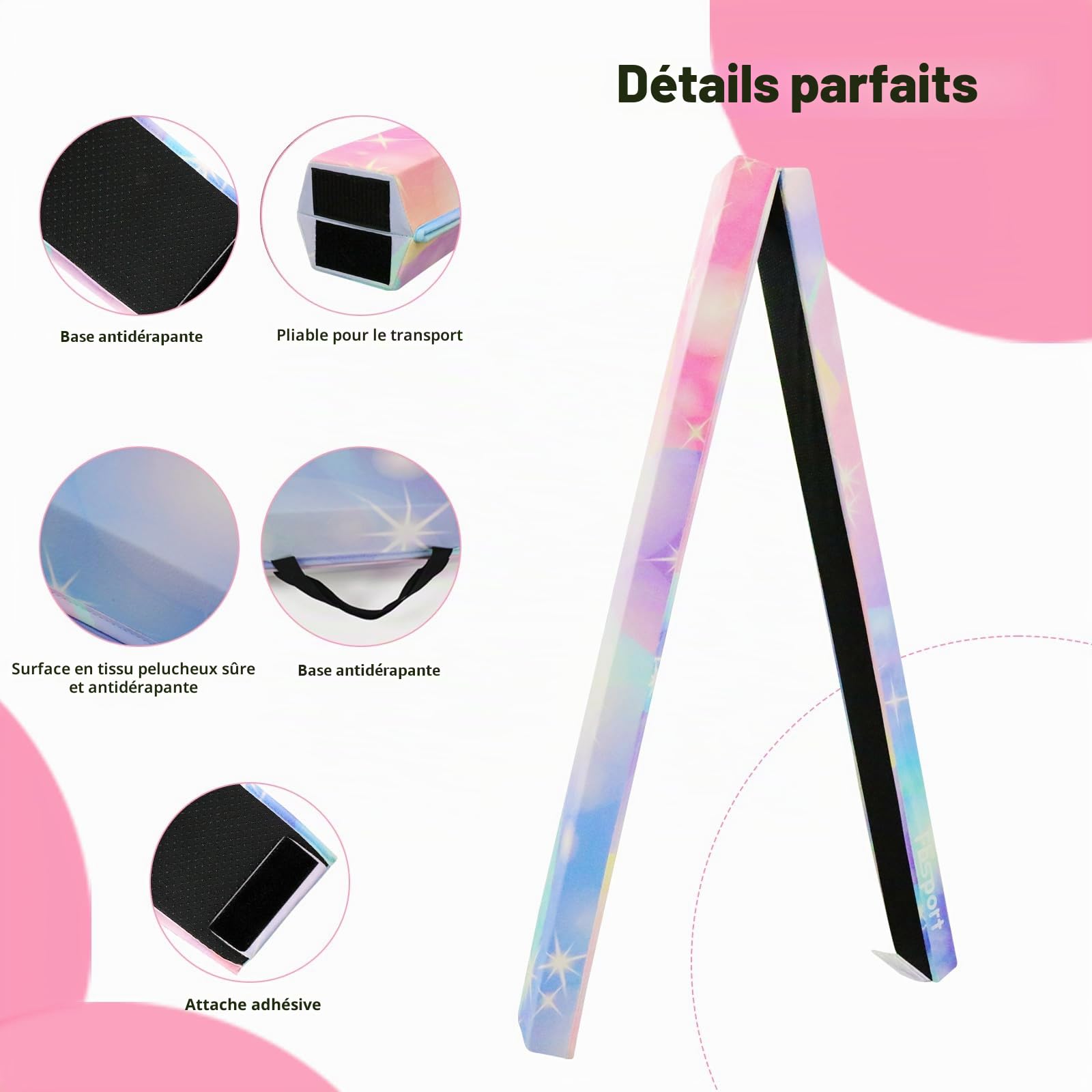 FBSPORT Poutre de Gymnastique 270 CM Poutre d'équilibre de Gymnastique se Pliante, équipement d'exercice de Sport de Faisceau de Faisceau de Plancher de Gymnastique pour la Formation d'enfants