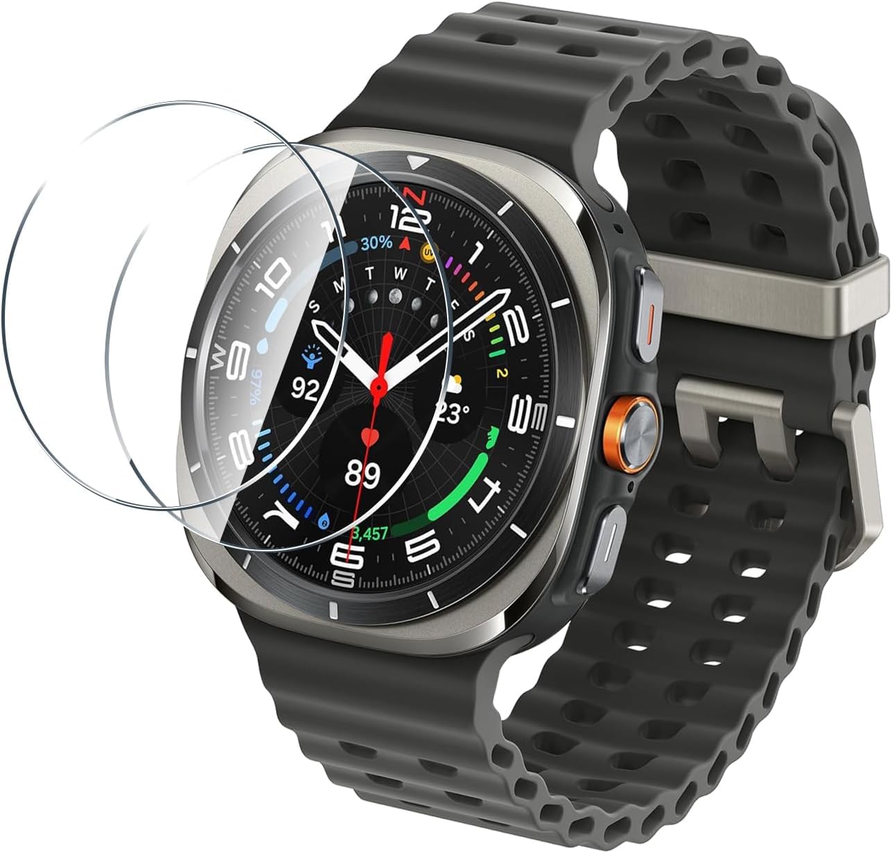 m.g.r.j® tempered glass screen protector for samsung galaxy watch ultra 8/7 (47mm) (2025/2024) (pack of 2)