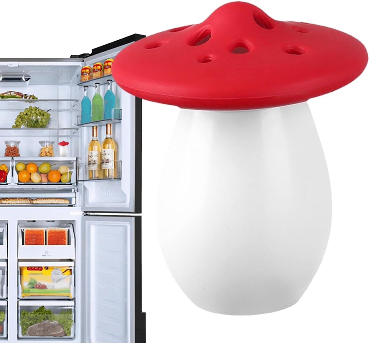 Fridge Deodorizer Odour Absorber - Food Grade Fridge Smell Eliminator - Mushroom Shaped Refrigerator Baking Soda Deodorizer Holder (No Soda) (1Pcs)