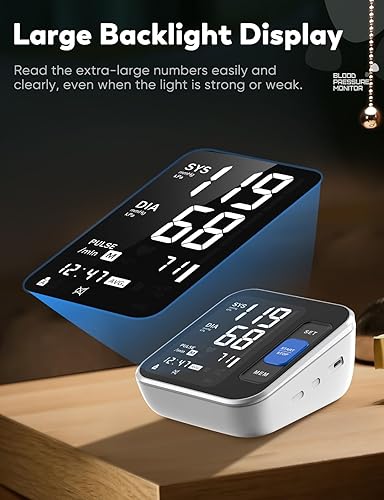 Miniatura 5 de Monitores de presión arterial para uso doméstico, brazo superior, monitor preciso de 8.7 a 15.7 pulgadas con gran pantalla de retroiluminación para