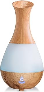 COSTWAY Aromatherapy Essential Oil Diffuser 235ML, Ultrasonic Cool Mist Humidifier with 16 Color LED Lights for Bedroom Office Yoga Spa, Light Wood Grain