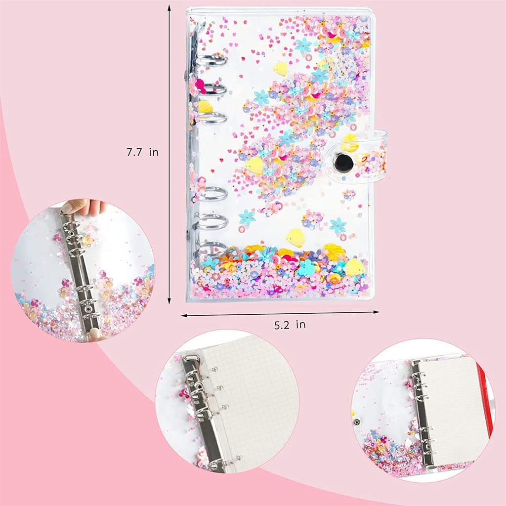JFDBGU A6 PVC. Sequins Notebook Binder Organizer finanziario/Buste in Contanti/Finanza mensile Journal/Tracker di spese, Libro contabile Personale